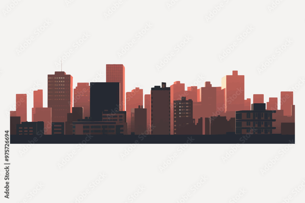 Naklejka premium Urban skyline silhouette at sunset