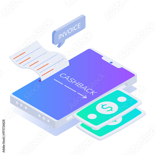 An isometric icon of online cashback  