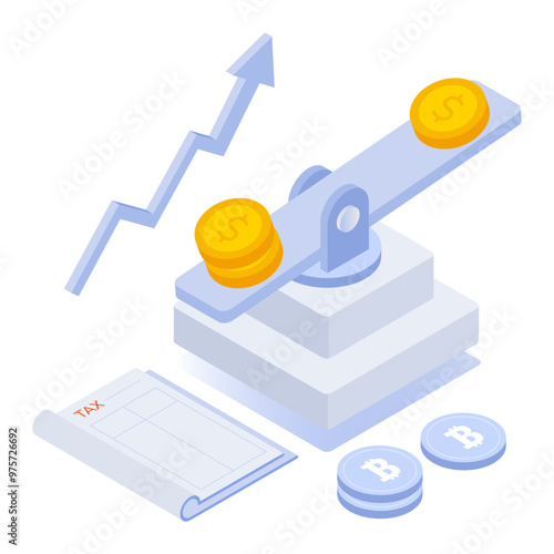 An icon of money comparison in isometric style 

