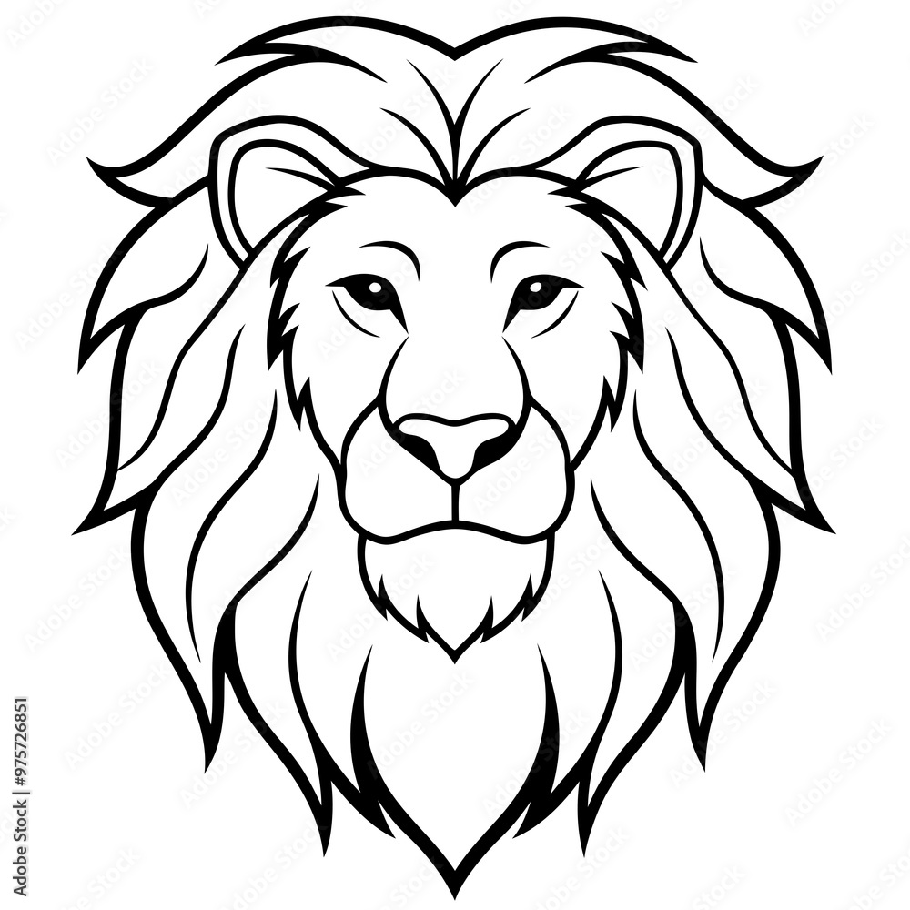 Powerful lion’s head with a detailed, flowing mane vector Powerful lion’s head with a detailed, flowing mane vector