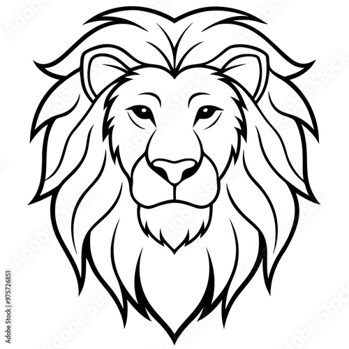 Powerful lion’s head with a detailed, flowing mane vector photo