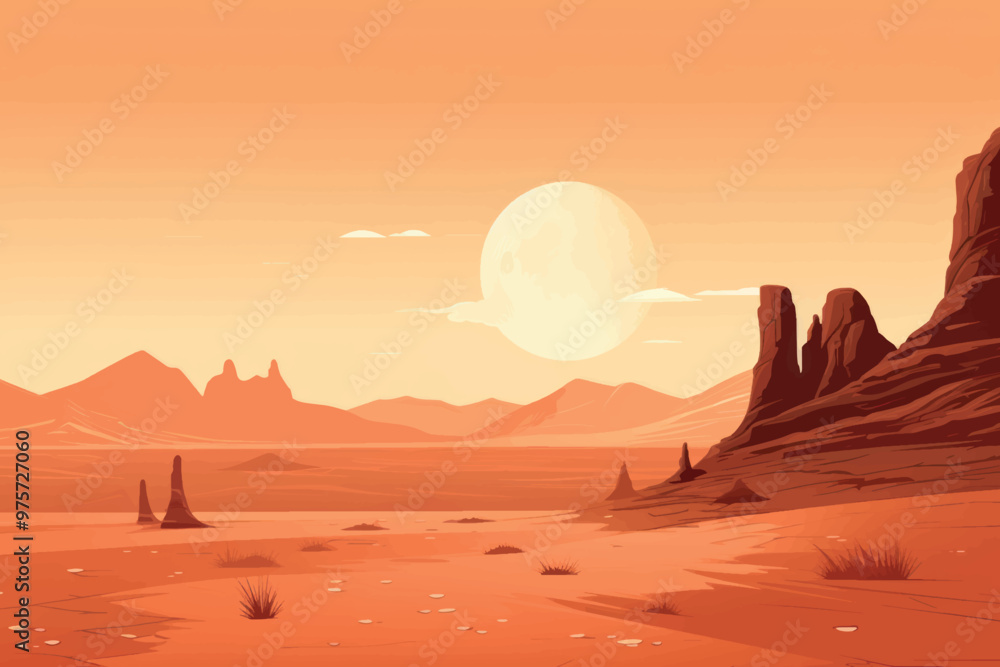 Desert landscape with rocky formations Desert landscape with rocky formations