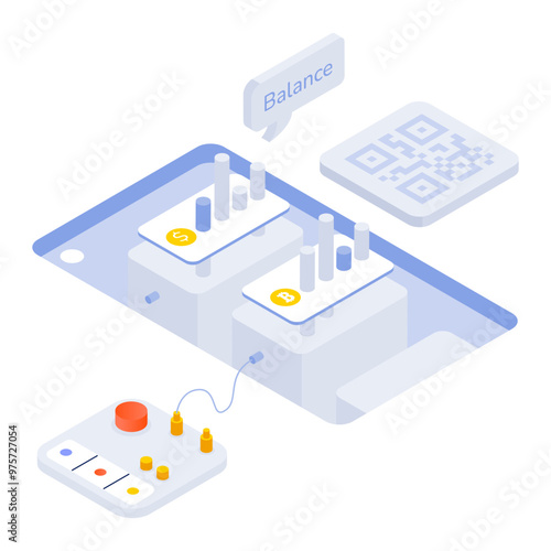 An isometric icon of digital finance 