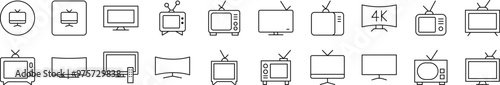 Tv Set Line Icon Set. Editable Stroke. Minimalistic Linear Pictogram for Design of Cards, Apps, Banners, Posts