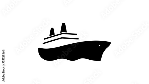 Ship emblem, black isolated silhouette