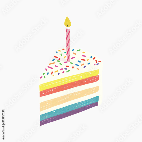 Colorful birthday cake slice