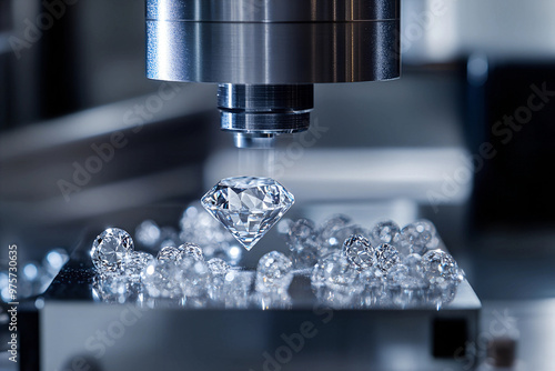 CVD diamond growth process utilizes advanced machinery to meticulously deposit carbon atoms onto a substrate, showcasing cutting-edge technology and precision. photo