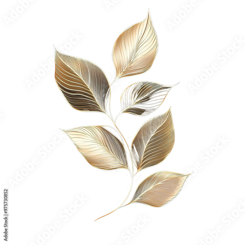 Delicate golden vector leaves photo