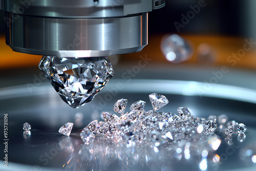 CVD diamond growth process utilizes advanced machinery to meticulously deposit carbon atoms onto a substrate, showcasing cutting-edge technology and precision. photo