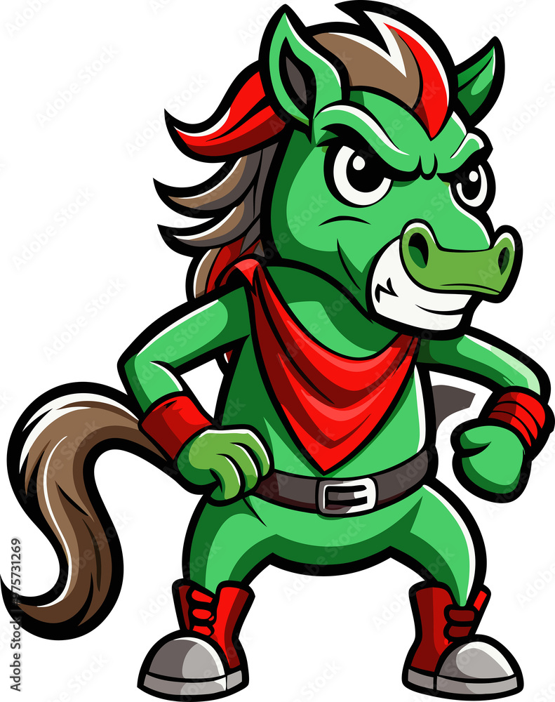 Cool Pirate Horse Sticker with Bandana and Red Sneakers - Pop Art Style. Generated With AI Cool Pirate Horse Sticker with Bandana and Red Sneakers - Pop Art Style. Generated With AI