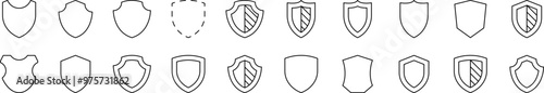 Shield Line Icon Set. Editable Stroke. Minimalistic Linear Pictogram for Design of Cards, Apps, Banners, Posts