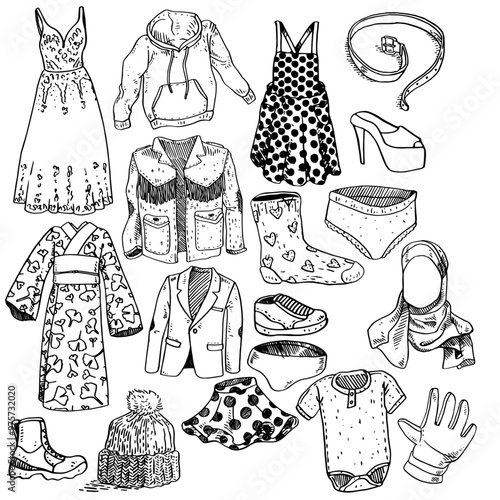 Clothes vector illustration set - outfits and fashion