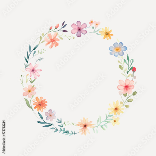 Delicate floral wreath illustration