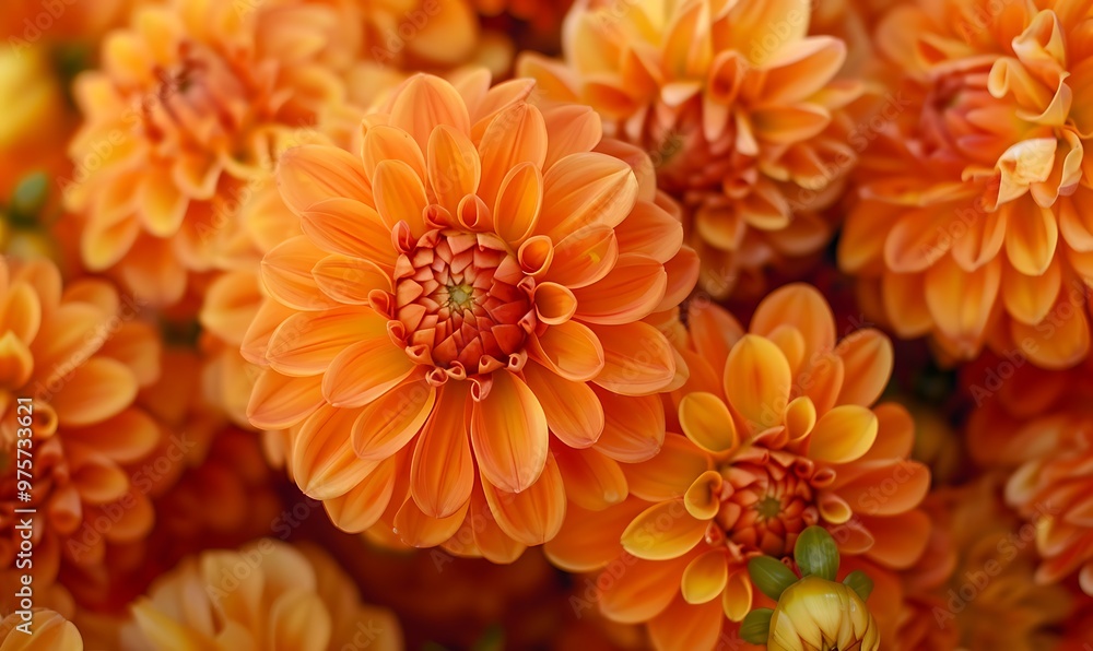 Close up of orange dahlias background Close up of orange dahlias background