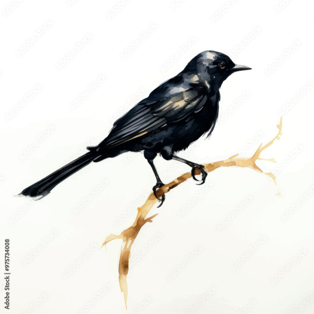 Obraz premium Elegant blackbird perched branch