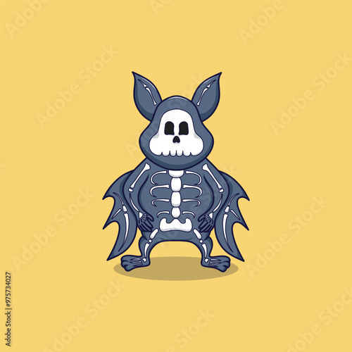 Halloween bat character. Illustration for Halloween decorations. Simple vector with cute animal from different side. Cartoon flat vector isolated on colorful background. 