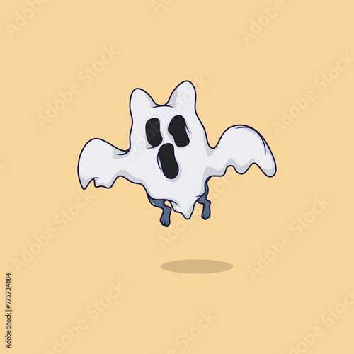 Halloween bat character. Illustration for Halloween decorations. Simple vector with cute animal from different side. Cartoon flat vector isolated on colorful background. 