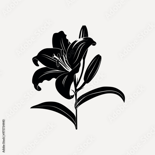 Elegant black lily silhouette design