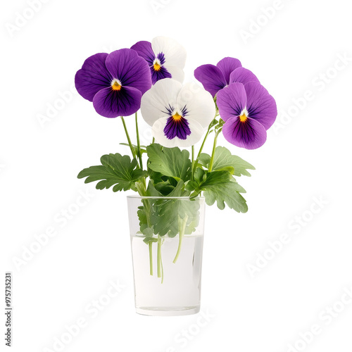 Wallpaper Mural Purple and White Pansies in Glass Torontodigital.ca