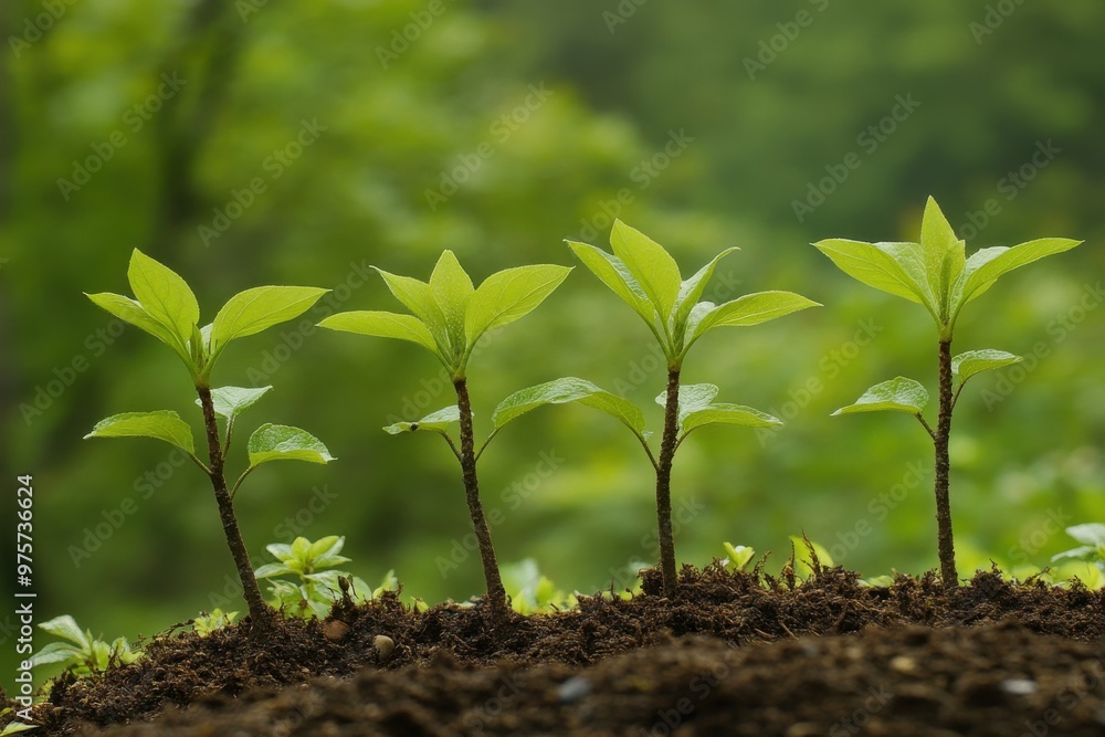 Young tree seedlings. Celebration of trees - space for expression Young tree seedlings. Celebration of trees - space for expression