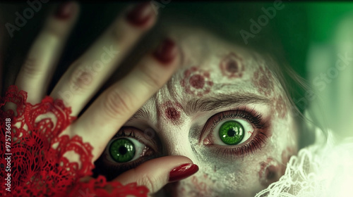 A close-up of a scary paint...