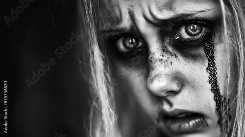 A close-up of a scary paint...