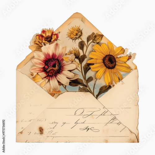 Foto Vintage floral envelope art