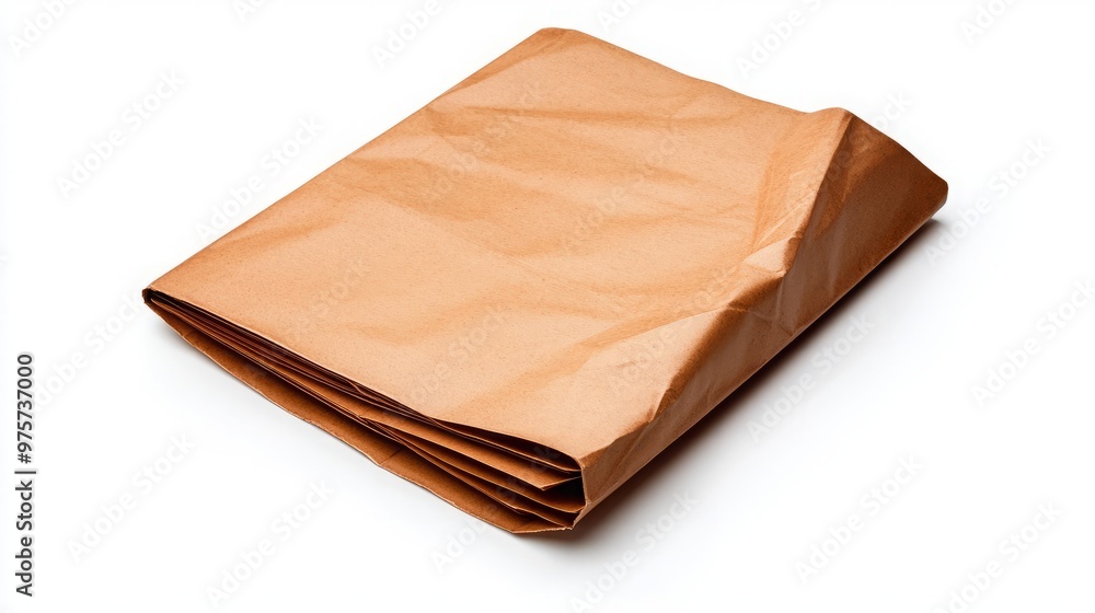 A folded piece of brown paper showcasing its texture and creases, perfect for wrapping or crafting projects. A folded piece of brown paper showcasing its texture and creases, perfect for wrapping or crafting projects.
