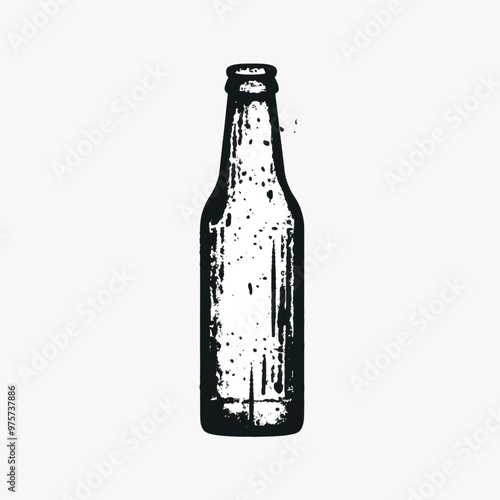 Vintage beer bottle silhouette art