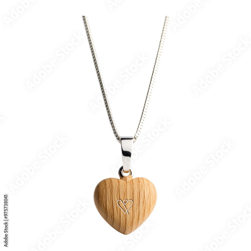 Wooden Heart Necklace with Silver Chain