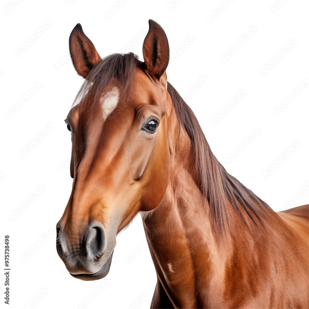 Elegant Brown Horse Head Portrait With Smooth Coat And Long Mane On Transparent Background Elegant Brown Horse Head Portrait With Smooth Coat And Long Mane On Transparent Background