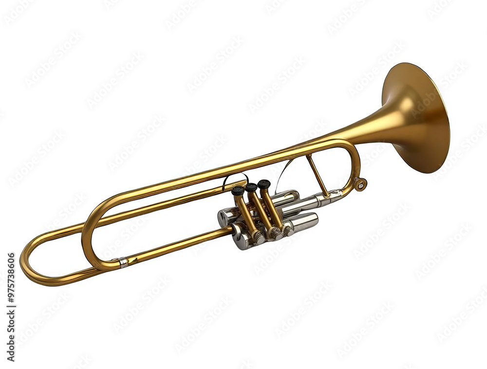 Shiny Brass Trumpet Instrument Isolated on Transparent Background Cutout, PNG File Shiny Brass Trumpet Instrument Isolated on Transparent Background Cutout, PNG File