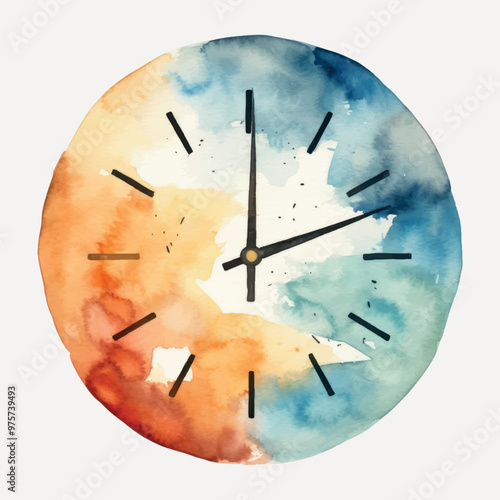 Colorful watercolor clock design