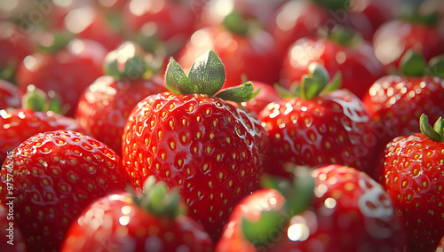 Fresh and vibrant strawberries arranged beautifully, showcasing their juicy texture and rich red color.