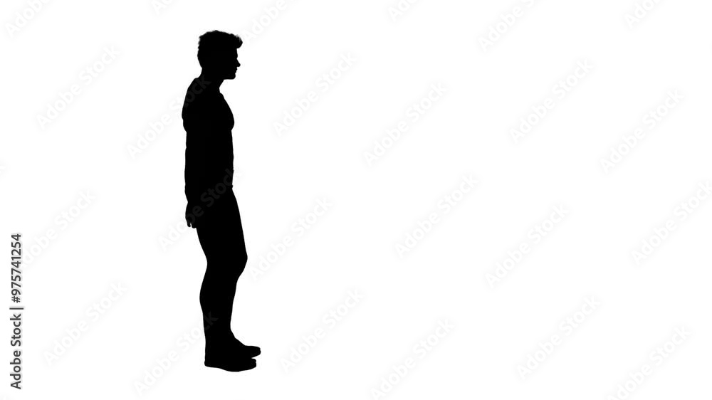 3D render : a single silhouette male character is standing with reticence and reserved, side view
3D render : a single silhouette male character is standing with reticence and reserved, side view