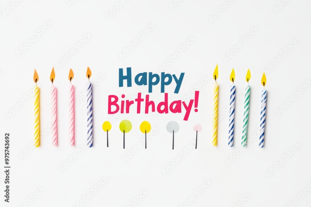 Minimalist birthday card, a large number with birthday candles, white background Minimalist birthday card, a large number with birthday candles, white background