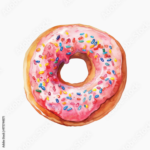 Colorful sprinkled pink donut