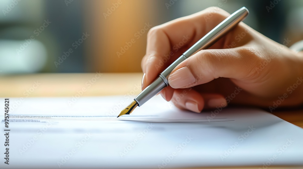 A close-up of a hand holding a pen, writing on a blank sheet of paper, symbolizing creativity and documentation. A close-up of a hand holding a pen, writing on a blank sheet of paper, symbolizing creativity and documentation.