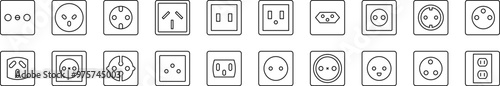 Simple Linear Icon of Outlet. Editable Stroke. Minimalistic Linear Pictogram for Design of Cards, Apps, Banners, Posts