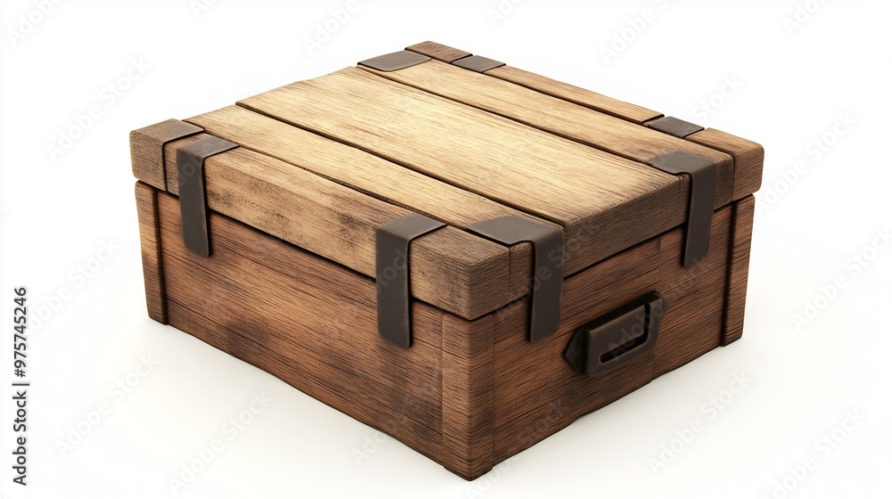 Rustic Wooden Chest with Metal Clasps and Hinges. AI Generated Rustic Wooden Chest with Metal Clasps and Hinges. AI Generated