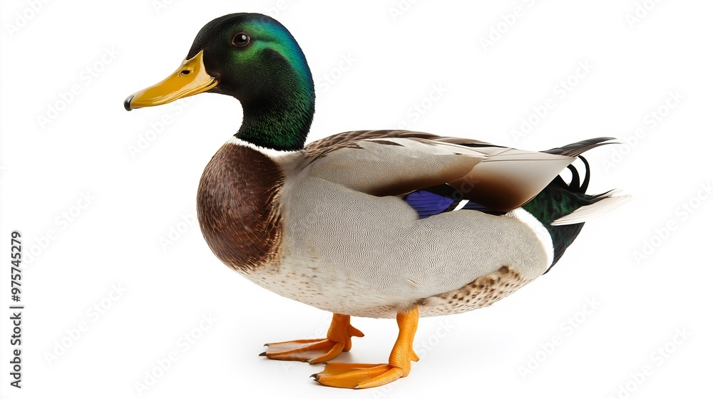 Fototapeta premium A Majestic Mallard Duck in Profile. AI Generated