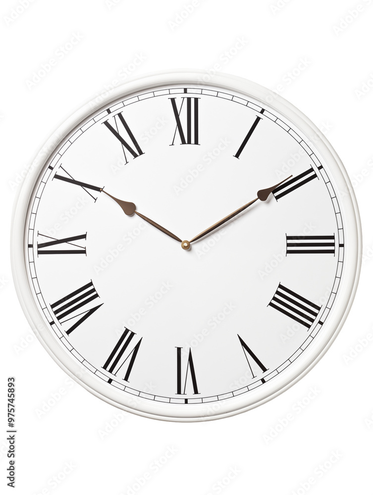 Minimalist White Wall Clock With Roman Numerals And Classic Design Isolated On A Transparent Background Minimalist White Wall Clock With Roman Numerals And Classic Design Isolated On A Transparent Background