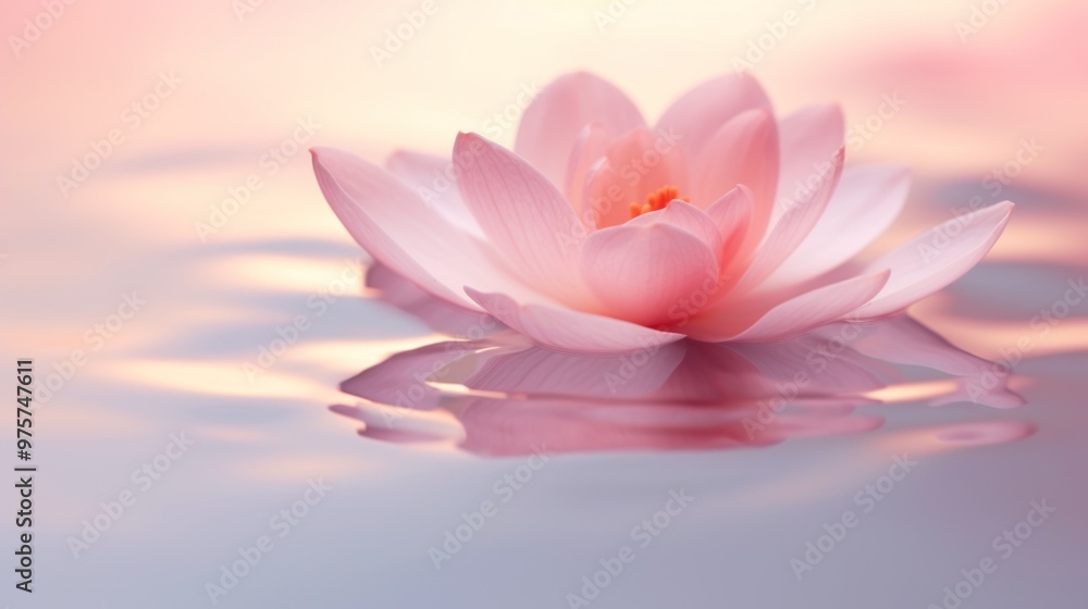 Pink Lotus Blossom on Still Water Pink Lotus Blossom on Still Water
