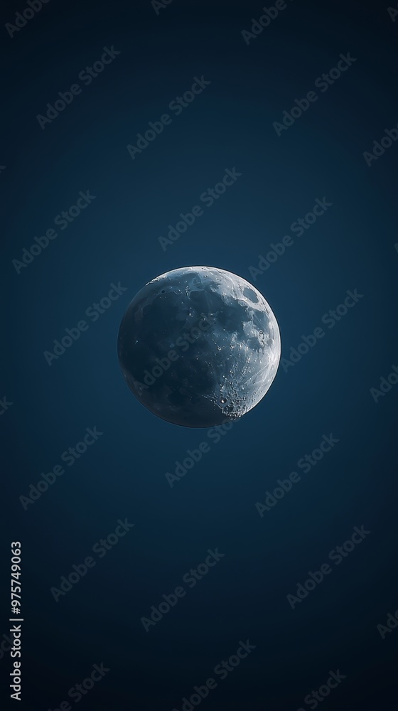 Serene Minimalist Moon Wallpaper with Dark Blue Background Serene Minimalist Moon Wallpaper with Dark Blue Background