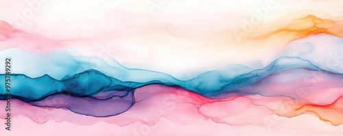 Subtle shifts in wet paint, fluid movement, soft abstract design, calming hues, Watercolor style