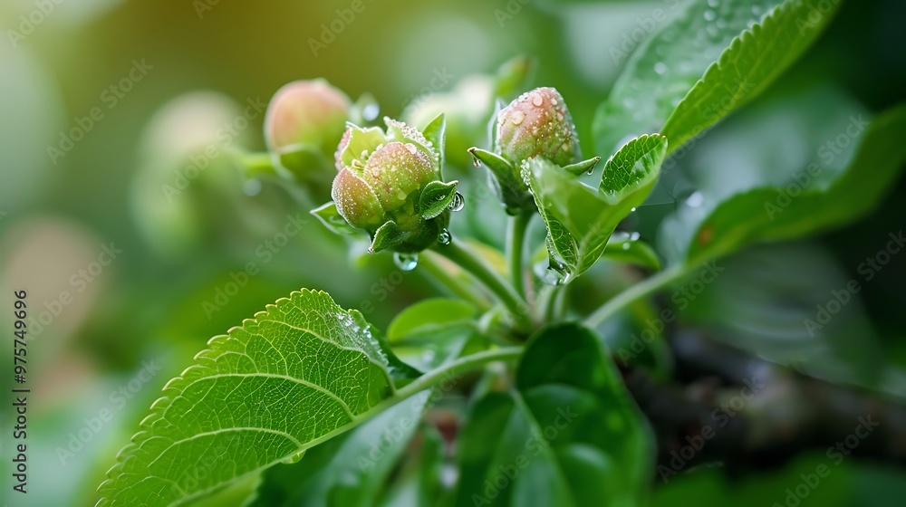 Young apples growing on a tree. Close up Young apples growing on a tree. Close up