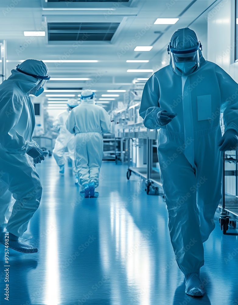 Workers in Cleanroom Suits Workers in Cleanroom Suits