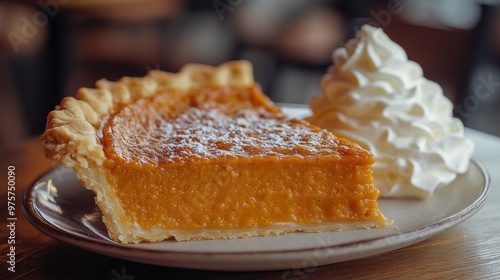 Slice of Pumpkin Pie with Whipped Cream