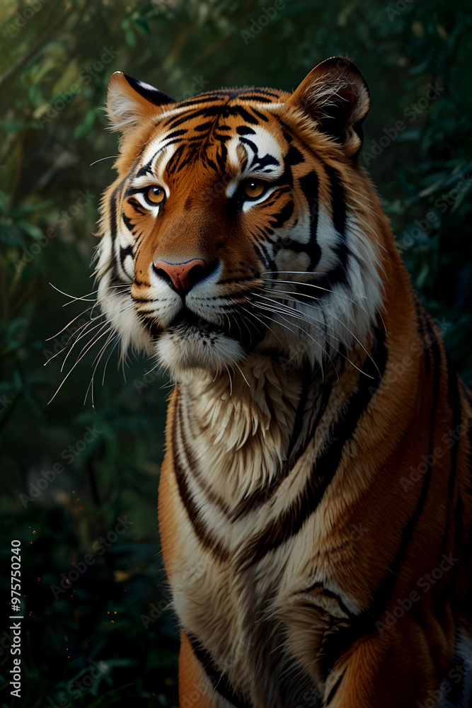 Bold and self-assured tiger perched atop a hill Bold and self-assured tiger perched atop a hill
