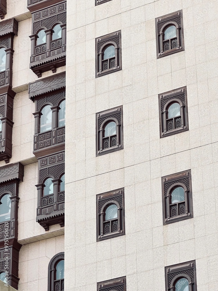 Naklejka premium hospitality building viewed from below in the madinah area of Saudi Arabia